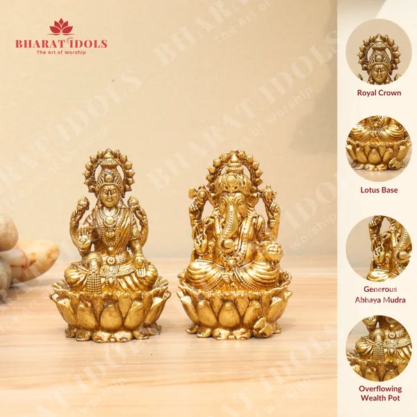 100%_Brass_Siddhivinayak_Ganesha_with_Vaibhav_Lakshmi_Duo