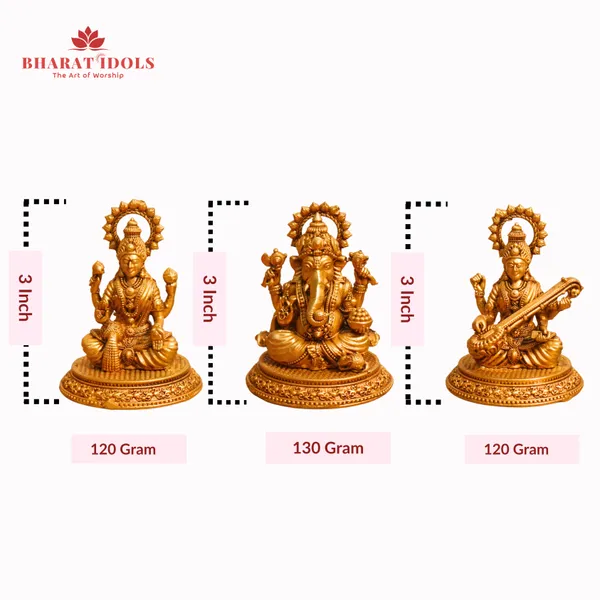 100%_Brass_Dagdusheth_Ganpati,_Vijaya_Lakshmi,_Sharda_Saraswati_Trio