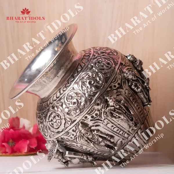 100%_Brass_Silver_Plated_Dashavatara_Narayana_Vishnu_Kalash_Idol