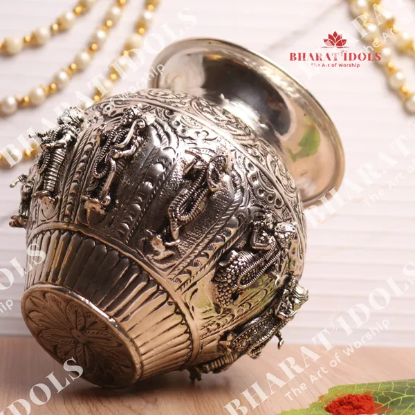 100%_Brass_Silver_Plated_Dashavatara_Narayana_Vishnu_Kalash_Idol