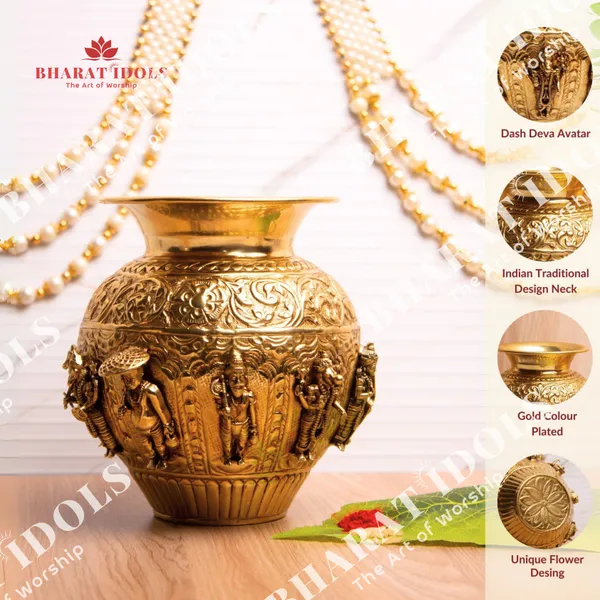 100%_Brass_Gold_Plated_Dashavatara_Narayana_Vishnu_Kalash_Idol