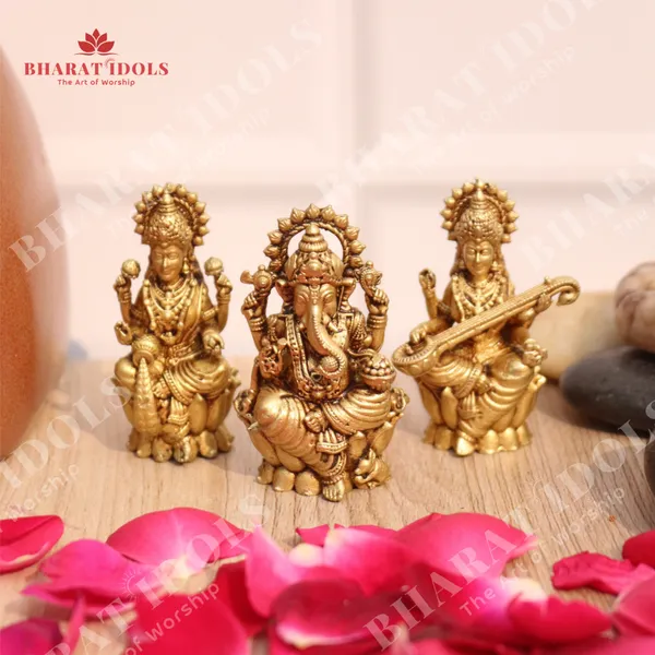 100%_Brass_Riddhi-Siddhi_Ganesh,_Mahalakshmi,_Sarswati_Trio
