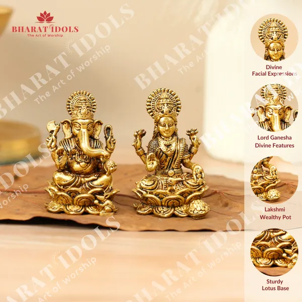100%_Brass_Haripriya_Lakshmi_With_Lambodra_Ganesha_Pair_Idol
