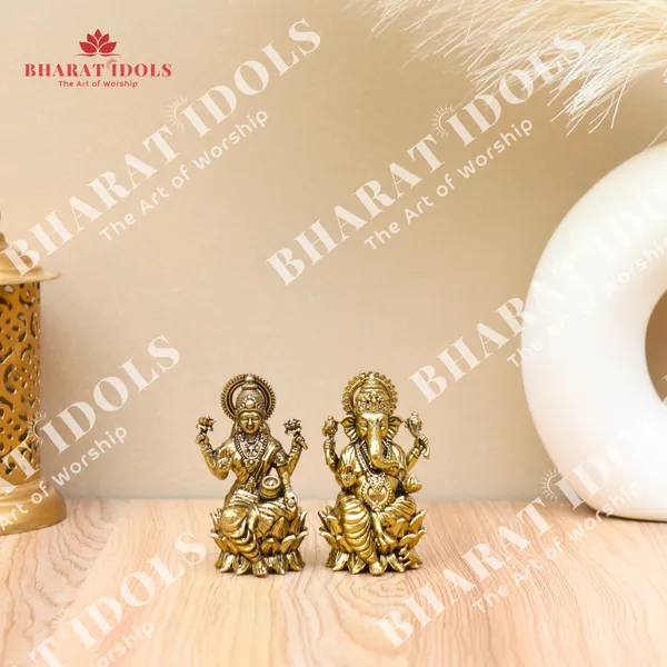 100%_Brass_Shri_Lakshmi_With_Vinayaka_Pair_Idol
