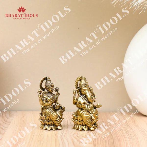 100%_Brass_Shri_Lakshmi_With_Vinayaka_Pair_Idol