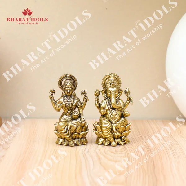 100%_Brass_Shri_Lakshmi_With_Vinayaka_Pair_Idol