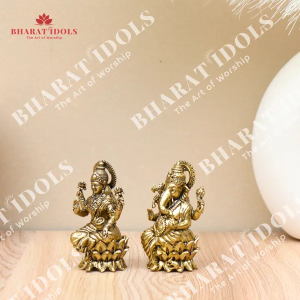 100%_Brass_Shri_Lakshmi_With_Vinayaka_Pair_Idol