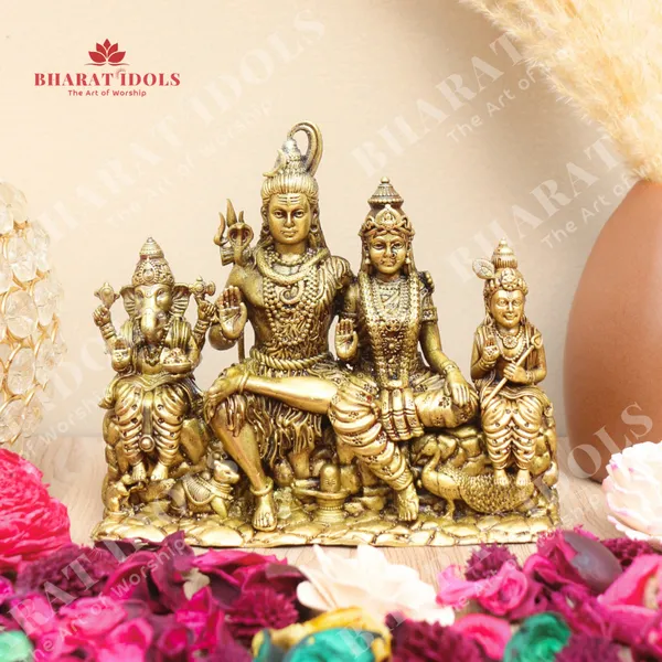 100%_Brass_Mahadev_Parivar/_Shiv_Ji_(Shiv,Gauri,Ganesh,Kartikeya)