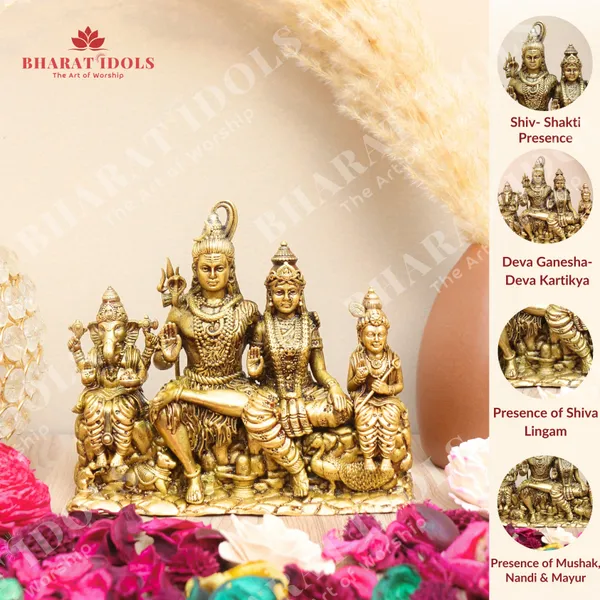 100%_Brass_Mahadev_Parivar/_Shiv_Ji_(Shiv,Gauri,Ganesh,Kartikeya)
