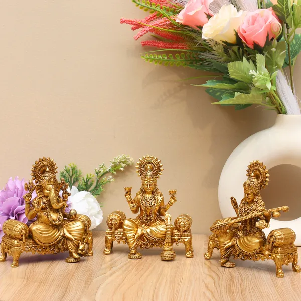 100%_Brass_Singhasan_Ganesha_Lakshmi_Saraswati_Trio_Idol