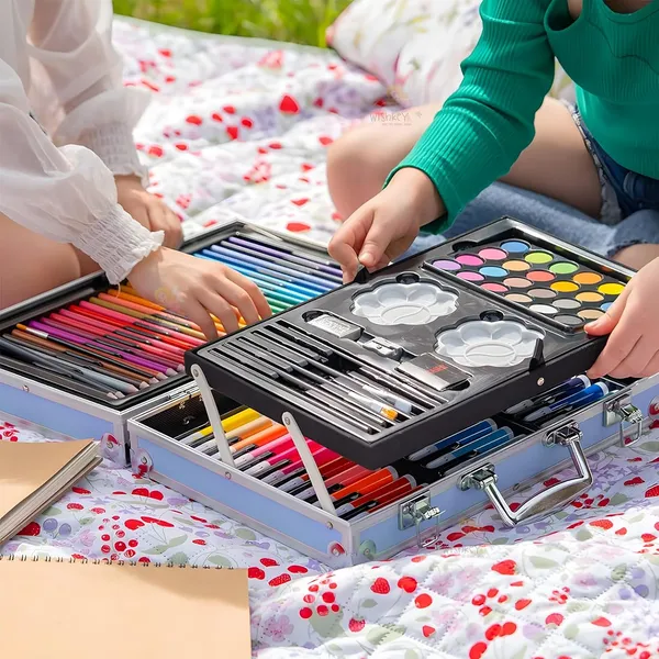 145_Pieces_Art_Set_for_Kids_with_Space_Theme_Storage_Case,_Art_and_Craft_Supplies_Kit_for_Drawing_and_Painting_with_Oil_Pastel,_Water_Color,_Color_Pencils,_Sketch_Pen_(Pack_of_1,_Blue)