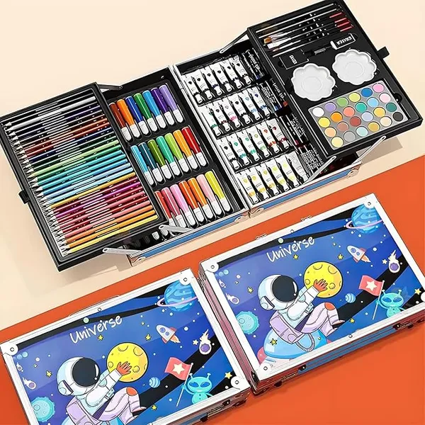 145_Pieces_Art_Set_for_Kids_with_Space_Theme_Storage_Case,_Art_and_Craft_Supplies_Kit_for_Drawing_and_Painting_with_Oil_Pastel,_Water_Color,_Color_Pencils,_Sketch_Pen_(Pack_of_1,_Blue)