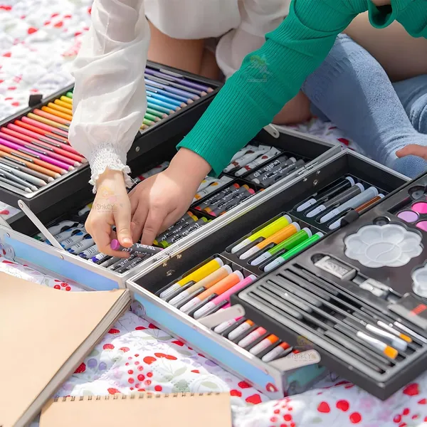 145_Pieces_Art_Set_for_Kids_with_Space_Theme_Storage_Case,_Art_and_Craft_Supplies_Kit_for_Drawing_and_Painting_with_Oil_Pastel,_Water_Color,_Color_Pencils,_Sketch_Pen_(Pack_of_1,_Blue)