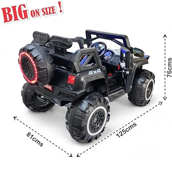 2188_Electric_Ride_on_Car_JEEP_for_Kids_𝟰𝗫𝟰,_Parental_Remote,_12V_Rechargeable_Battery,_3_Speed,_LED_Lights,_Music,_Bluetooth,_1_to_7_Years,_Swing_Function,_Dual_Control_Mode,_ISI_Mark.