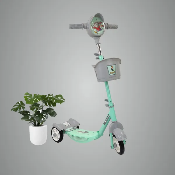 Dash_Noddy_Deluxe_3_Wheel_Adjustable_Height_Kids_Scooter_with_Storage_Basket,_Horn_and_LED_Lights,_Weight_Capacity_25_kg_(3_to_6_Years,Green)