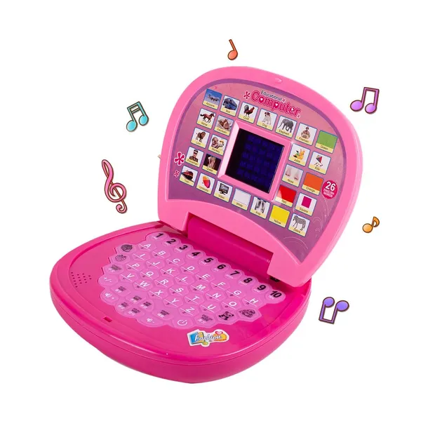 Gooyo_2011A_Battery_Operated_Educational_Learning_Laptop_Toy_with_LED_Display_and_Music_Effect_|_Babies/Girls/Boys/Toddlers_|_Pink_Color,_Power_Source:_3xAA_Battery_(Not_Included)