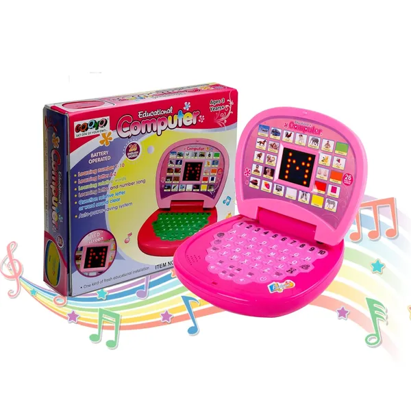Gooyo_2011A_Battery_Operated_Educational_Learning_Laptop_Toy_with_LED_Display_and_Music_Effect_|_Babies/Girls/Boys/Toddlers_|_Pink_Color,_Power_Source:_3xAA_Battery_(Not_Included)