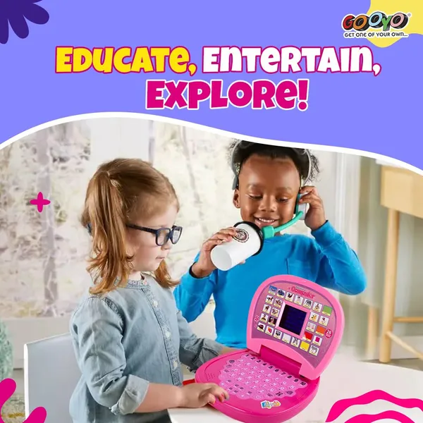 Gooyo_2011A_Battery_Operated_Educational_Learning_Laptop_Toy_with_LED_Display_and_Music_Effect_|_Babies/Girls/Boys/Toddlers_|_Pink_Color,_Power_Source:_3xAA_Battery_(Not_Included)