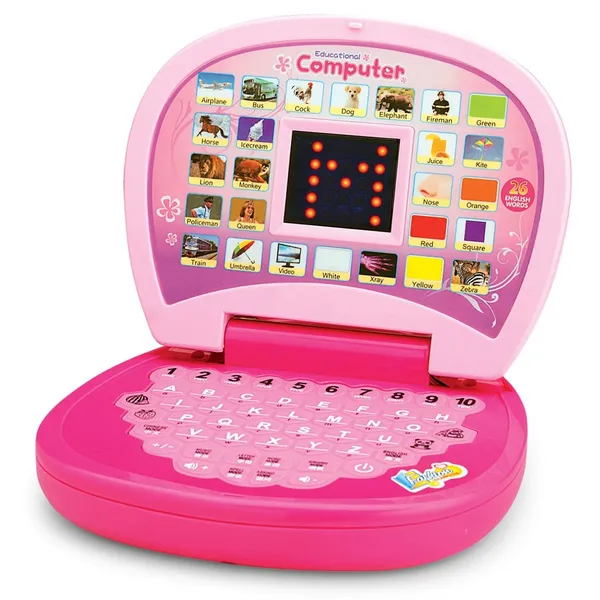 Gooyo_2011A_Battery_Operated_Educational_Learning_Laptop_Toy_with_LED_Display_and_Music_Effect_|_Babies/Girls/Boys/Toddlers_|_Pink_Color,_Power_Source:_3xAA_Battery_(Not_Included)