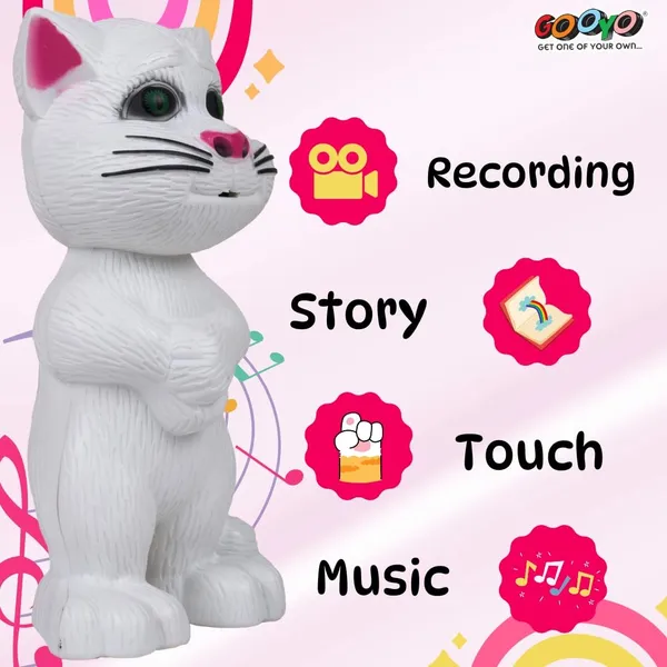 Gooyo_GY-838-17/18_Electronic_Pet_Talking_Toy_Cat_for_Kids_|_Best_Musical_Toy_with_More_Features_|_Best_Gift_for_Kids_|_White_Color,_3xAA_Battery_(Not_Included)