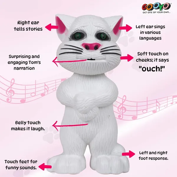 Gooyo_GY-838-17/18_Electronic_Pet_Talking_Toy_Cat_for_Kids_|_Best_Musical_Toy_with_More_Features_|_Best_Gift_for_Kids_|_White_Color,_3xAA_Battery_(Not_Included)