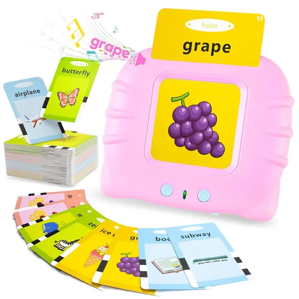 Flash_Card_Game_for_Kids_Talking_English_Words_Card_Toy_Preschool_Learning_Reading_Interactive_Toy_for_Kids,_Pink