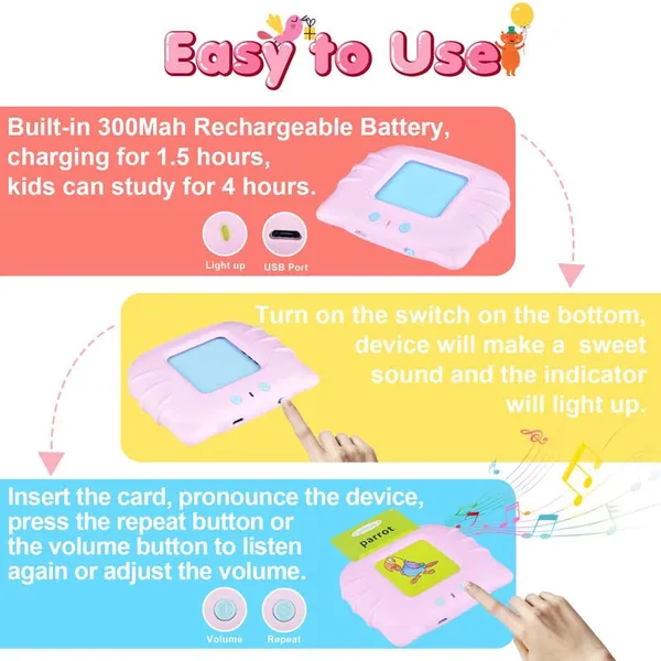 Flash_Card_Game_for_Kids_Talking_English_Words_Card_Toy_Preschool_Learning_Reading_Interactive_Toy_for_Kids,_Pink
