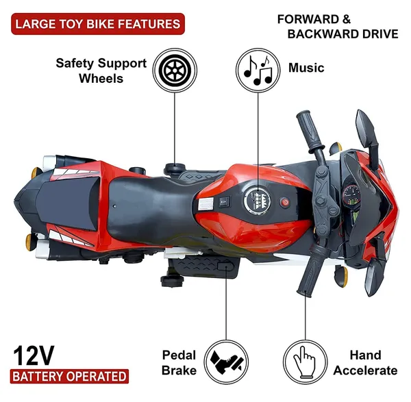 R3_Sports_Rechargeable_Battery_Operated_Bike_for_Kids,_Ride_on_Toy_Kids_Bike_with_Led_Light,_Music_&_USB,_Baby_Racing_Electric_Bike_|_Electric_Battery_Bike_for_Kids_to_Drive_2_to_7_Years_(Red)