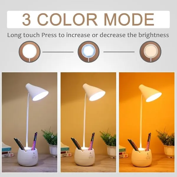 SaleOn_Rechargeable_Desk_Lamp_with_3_Color_Light_Modes,_Dual_LED_Touch_Sensor,_Dimmable_Eye_Care_Study_Light_with_Phone_&_Pen_Holder,_Flexible_Gooseneck,_USB_Charging,_White