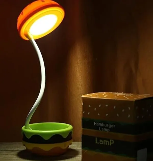 Small_Study_Desk_Led_Lamp_Rechargeable,_360?_Flexible_Gooseneck_Lamp_with_Pencil_Sharpener,_Table_Lamp_for_Girls_Boys_Room_(Hamburger)_Best_Birthday_Return_Gift_for_Kids_-_Plastic,_Multicolor