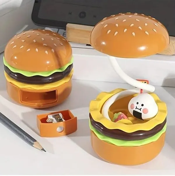 Small_Study_Desk_Led_Lamp_Rechargeable,_360?_Flexible_Gooseneck_Lamp_with_Pencil_Sharpener,_Table_Lamp_for_Girls_Boys_Room_(Hamburger)_Best_Birthday_Return_Gift_for_Kids_-_Plastic,_Multicolor