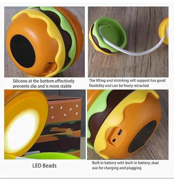 Small_Study_Desk_Led_Lamp_Rechargeable,_360?_Flexible_Gooseneck_Lamp_with_Pencil_Sharpener,_Table_Lamp_for_Girls_Boys_Room_(Hamburger)_Best_Birthday_Return_Gift_for_Kids_-_Plastic,_Multicolor
