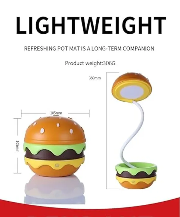 Small_Study_Desk_Led_Lamp_Rechargeable,_360?_Flexible_Gooseneck_Lamp_with_Pencil_Sharpener,_Table_Lamp_for_Girls_Boys_Room_(Hamburger)_Best_Birthday_Return_Gift_for_Kids_-_Plastic,_Multicolor