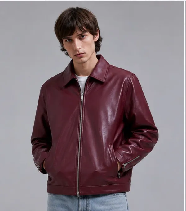 Dubster_Men's_Maroon_Faux_Leather_Jacket_|_Premium_Zip-Up_Casual_Streetwear_Jacket