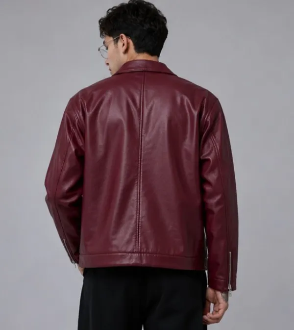 Dubster_Men's_Maroon_Faux_Leather_Jacket_|_Premium_Zip-Up_Casual_Streetwear_Jacket