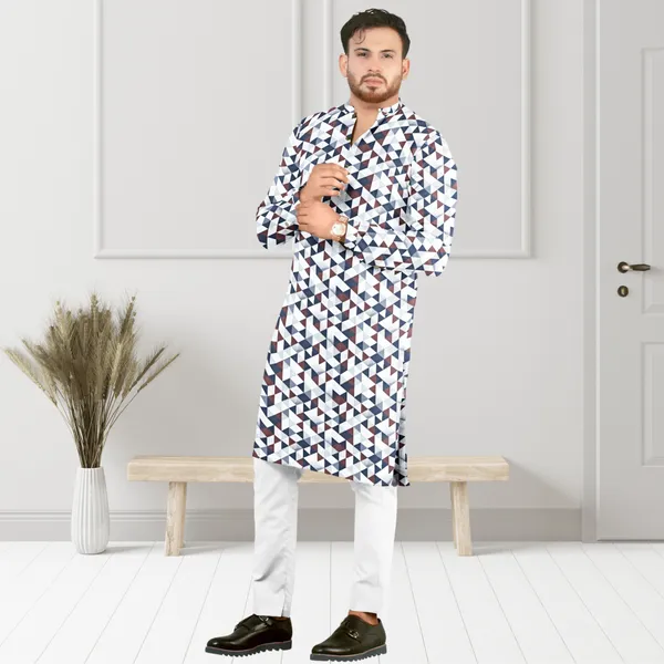 Blue_Printed_Linen_Flex_Kurta_|_For_Men
