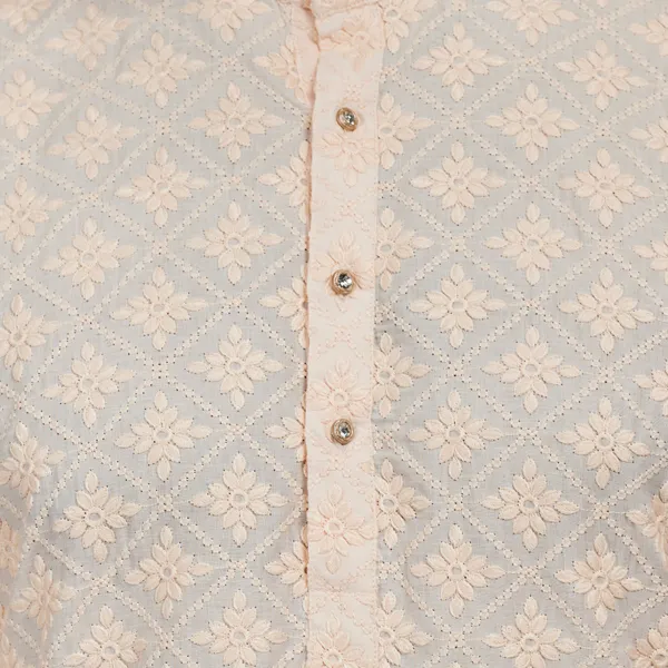 Peach_Lucknowi_Cotton_Kurta_|_For_Men