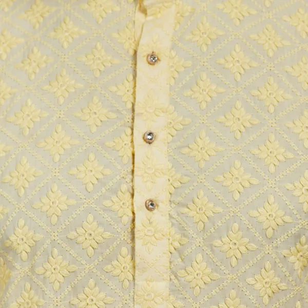 Yellow_Lucknowi_Cotton_Kurta_|_For_Men