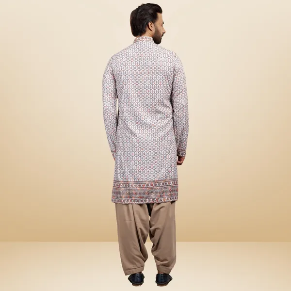Peach_Cotton_Rayon_Embroidered_Kurta_&_Patiala_Set_|_For_Men