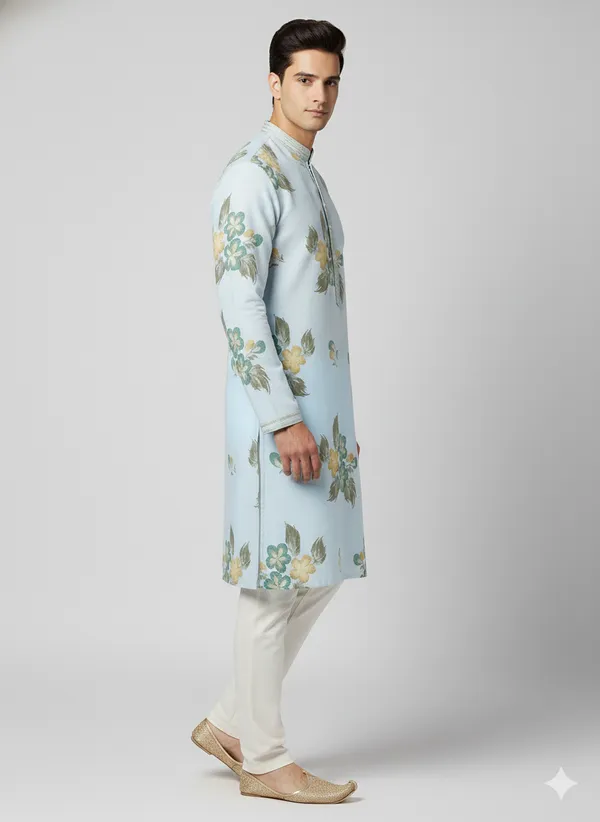 Light_blue_kurta_featuring_artistic_floral_brush_prints_for_mens