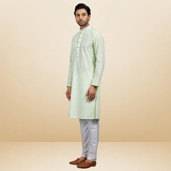 Pista_Lucknowi_Cotton_Kurta_|_For_Men