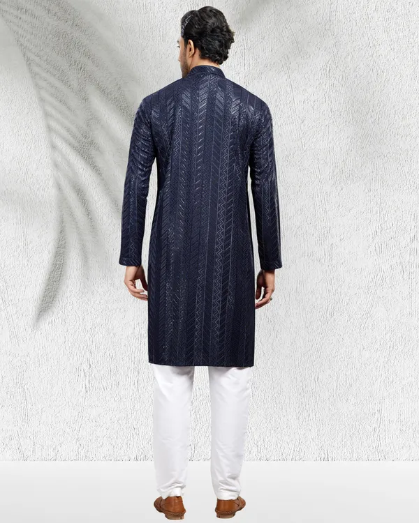 Navy_Blue_Sequins_Embroidery_Kurta_&_Pajama_Set_|_For_Men