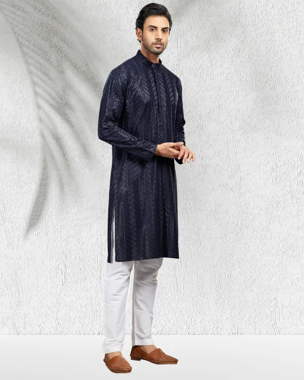 Navy_Blue_Sequins_Embroidery_Kurta_&_Pajama_Set_|_For_Men