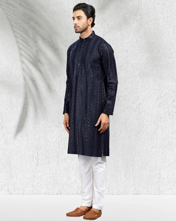 Navy_Blue_Sequins_Embroidery_Kurta_&_Pajama_Set_|_For_Men