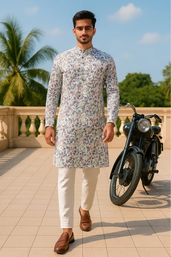 Multicolor_Printed_Cotton_Kurta_|_For_Men