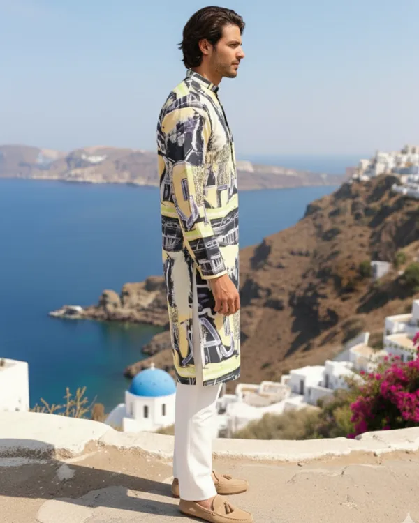 Vibrant_Art_Printed_Kurta_for_men's_with_Front_Zipper_|_Regular_Fit__|_Contemporary_Ethnic_Wear