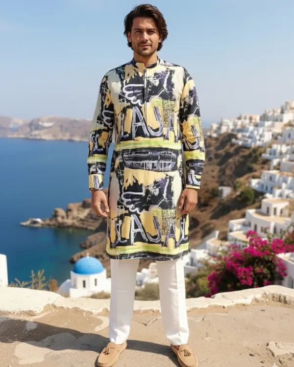 Vibrant_Art_Printed_Kurta_for_men's_with_Front_Zipper_|_Regular_Fit__|_Contemporary_Ethnic_Wear