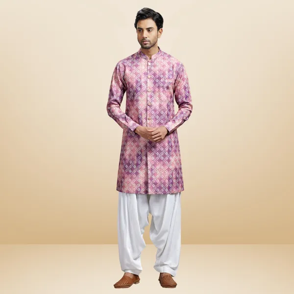 Wine_Blended_Cotton_Embroidered_Kurta_&_Patiala_Set_|_For_Men