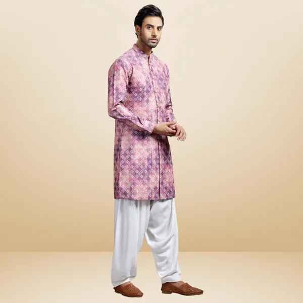 Wine_Blended_Cotton_Embroidered_Kurta_&_Patiala_Set_|_For_Men