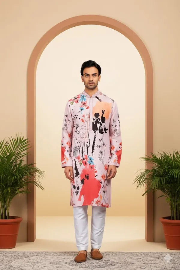 Multicolor_Printed_Linen_Flex_Kurta_|_For_Men